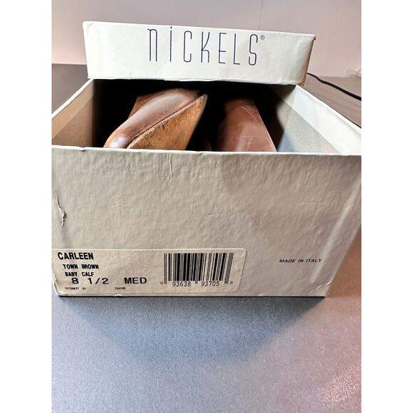Nickels Carleen Pump 8.5 M Brown Leather Heels | Made in Italy Classic Vintage - Picture 3 of 9
